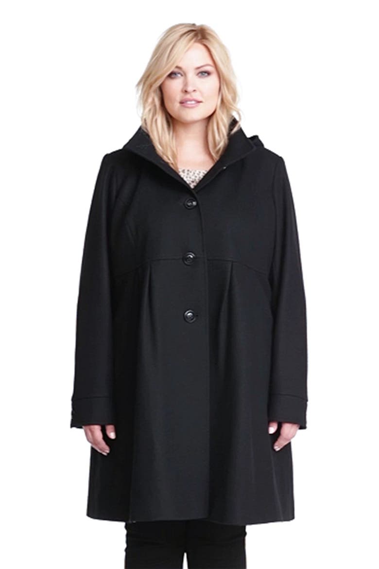 'Baby' Wool Blend Coat with Detachable Hood, Alternate, color, BLACK