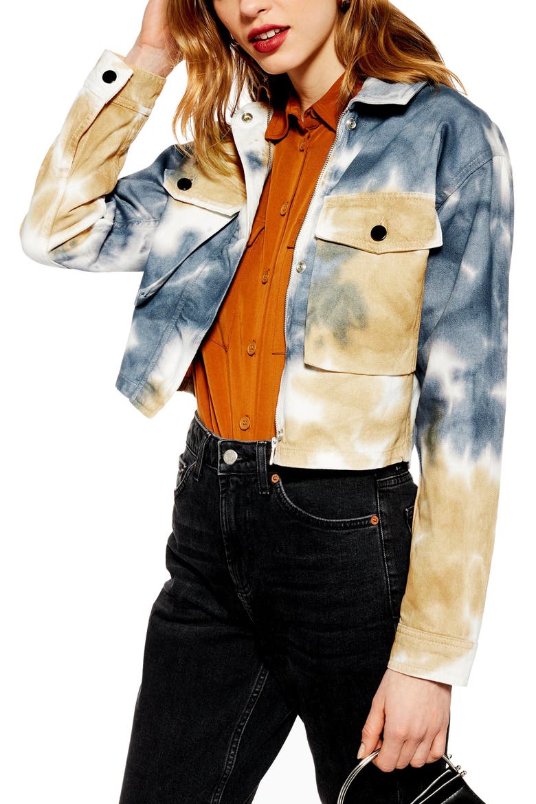 Leon Tie Dye Shirt Jacket, Main, color, BLUE MULTI