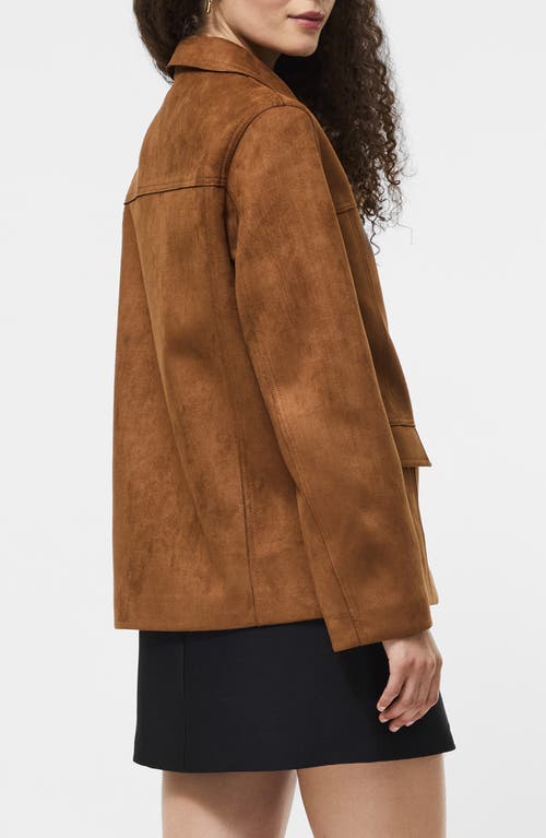 French Connection Laney Faux Suede Jacket In Brown