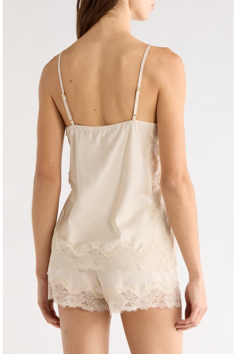 Lace Trim Satin Short Pajamas, Alternate, color, BEIGE BEACH