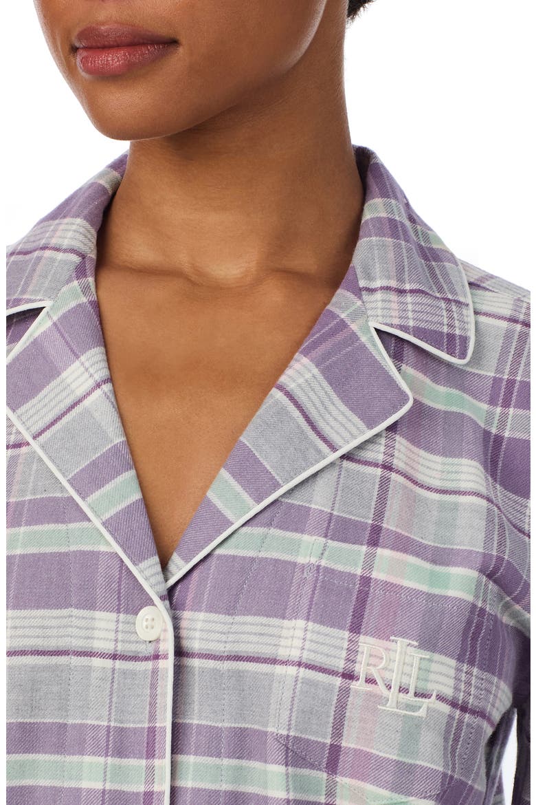 Print Cotton Blend Pajamas, Alternate, color, PURPLE PLAID