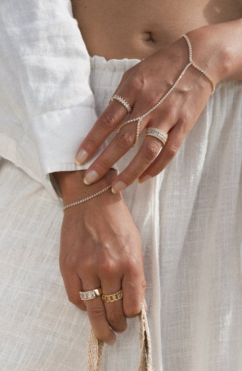 Child of Wild Genevieve Cubic Zirconia Hand Chain, Alternate, color, Gold