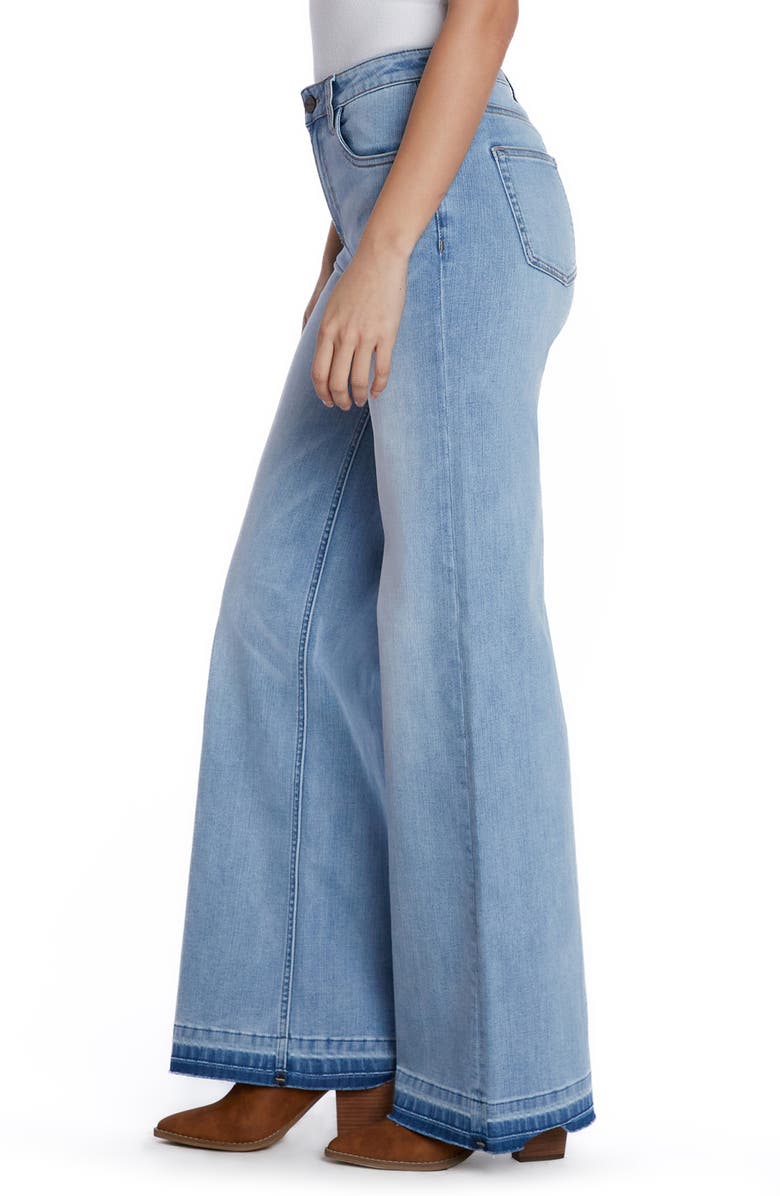 HINT OF BLU Release Hem High Waist Wide Leg Jeans, Alternate, color, Baby Blues
