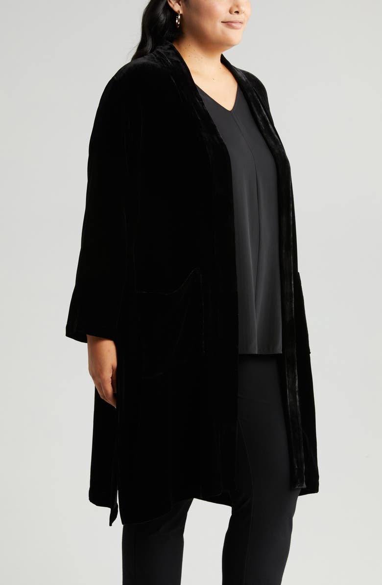 Eileen Fisher Shawl Collar Open Front Velvet Jacket, Alternate, color,
