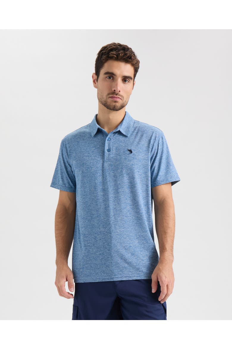 Outrigger Short Sleeve Polo, Main, color, Atlantic Heather