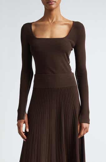 Square Neck Long Sleeve Rib Top