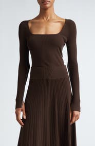 Maria McManus Square Neck Long Sleeve Rib Top
