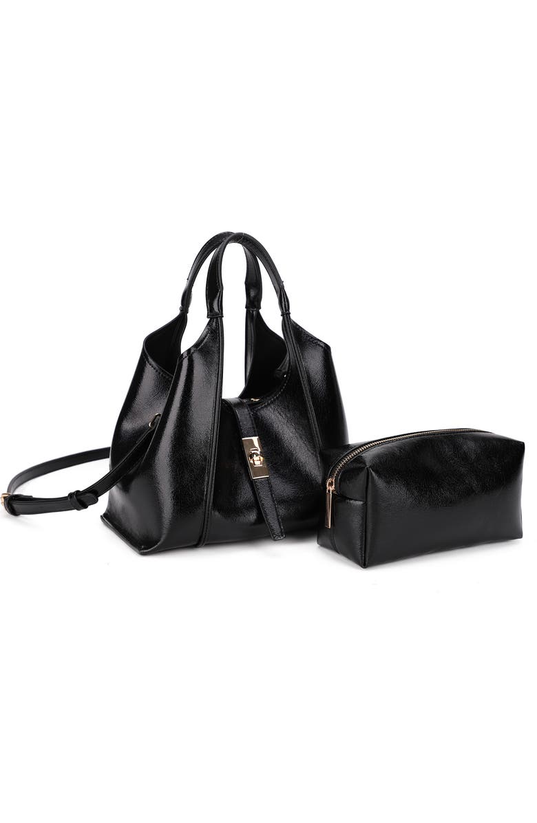 Mali + Lili Rhodes Faux Leather Satchel with Removable Pouch, Main, color, Black