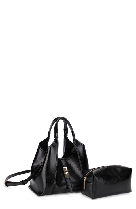 Rhodes Faux Leather Satchel with Removable Pouch