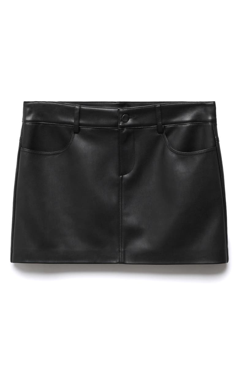 MANGO Faux Leather Miniskirt, Alternate, color,