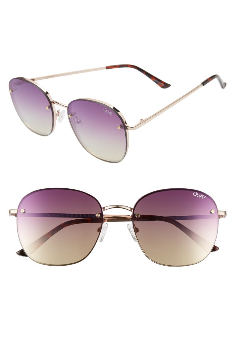 Jezabell Rimless 56mm Round Sunglasses, Main, color, ROSE/ PURPLE PINK YELLOW
