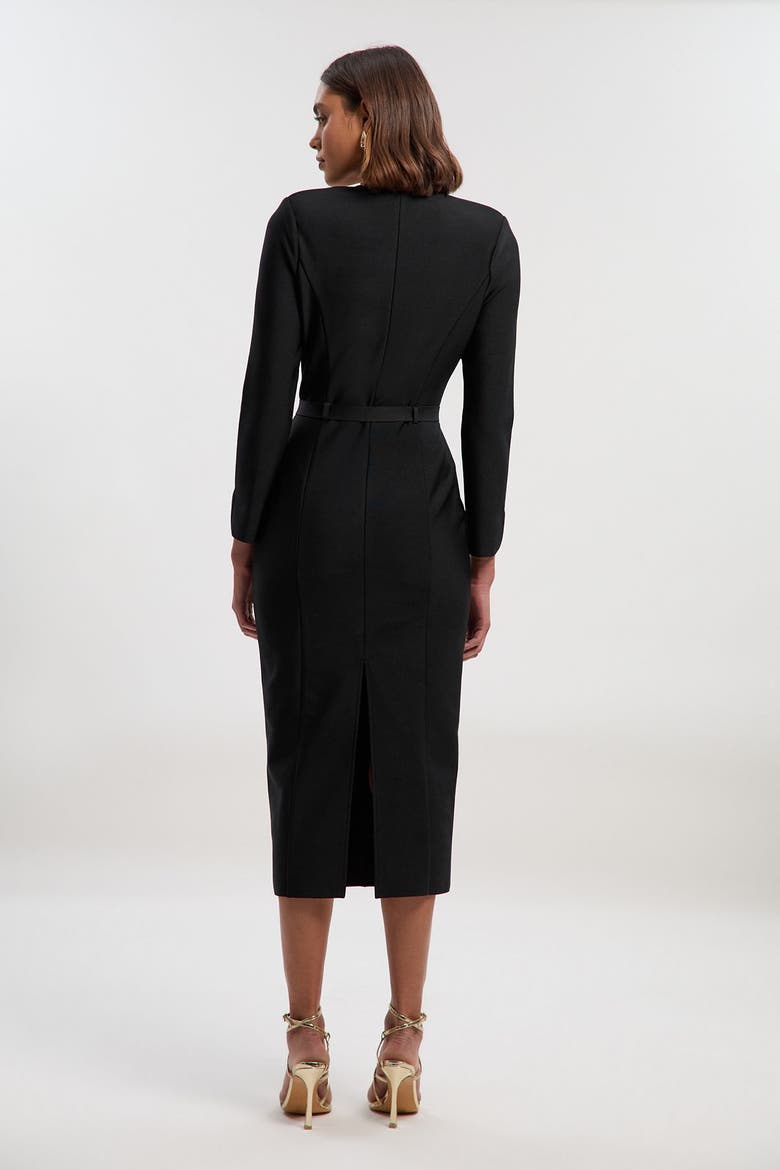 Figure Form Bandage Belted Midi Dress, Alternate, color, Black