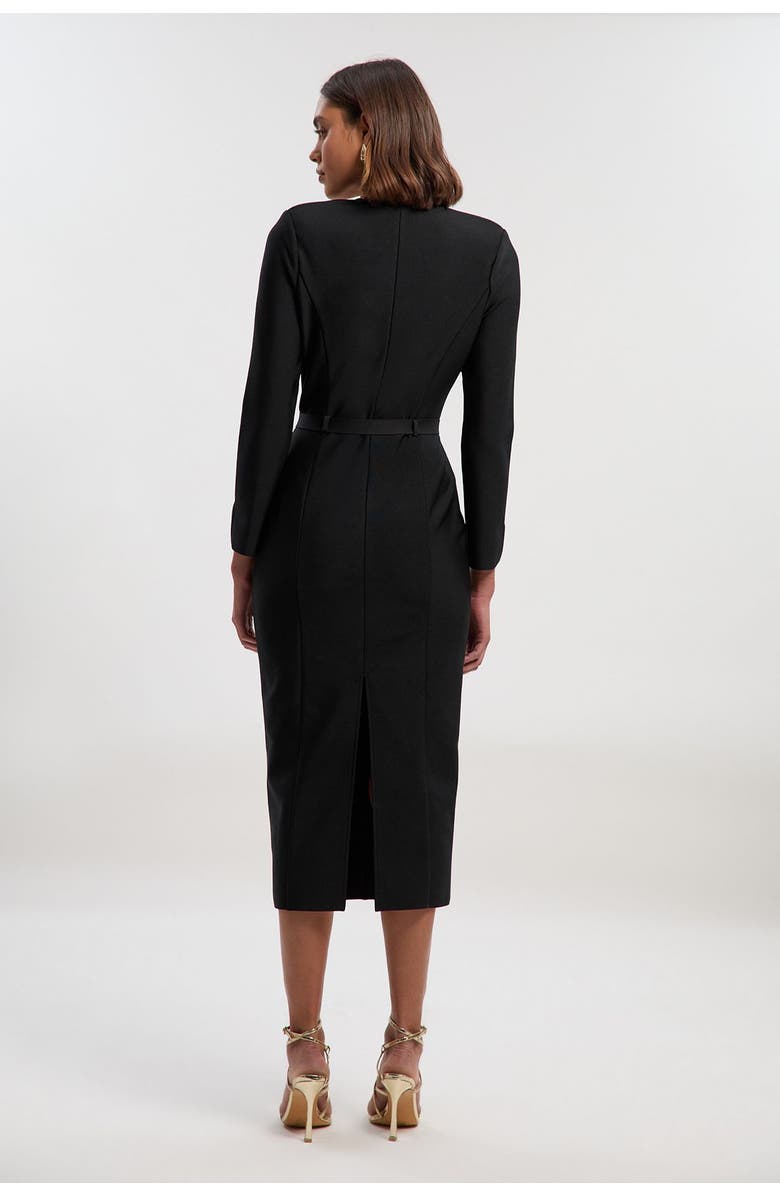 Karen Millen Figure Form Bandage Belted Midi Dress, Alternate, color, Black
