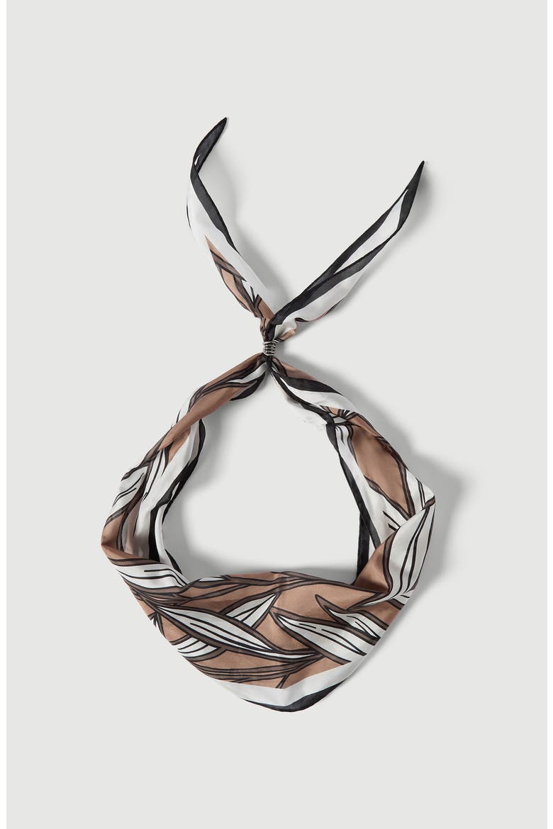 Cocoa leaves print foulard, Alternate, color, White