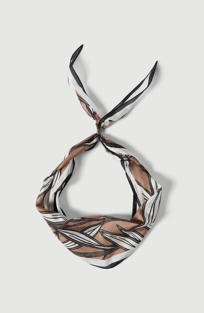 Brunello Cucinelli Cocoa leaves print foulard, Alternate, color, White