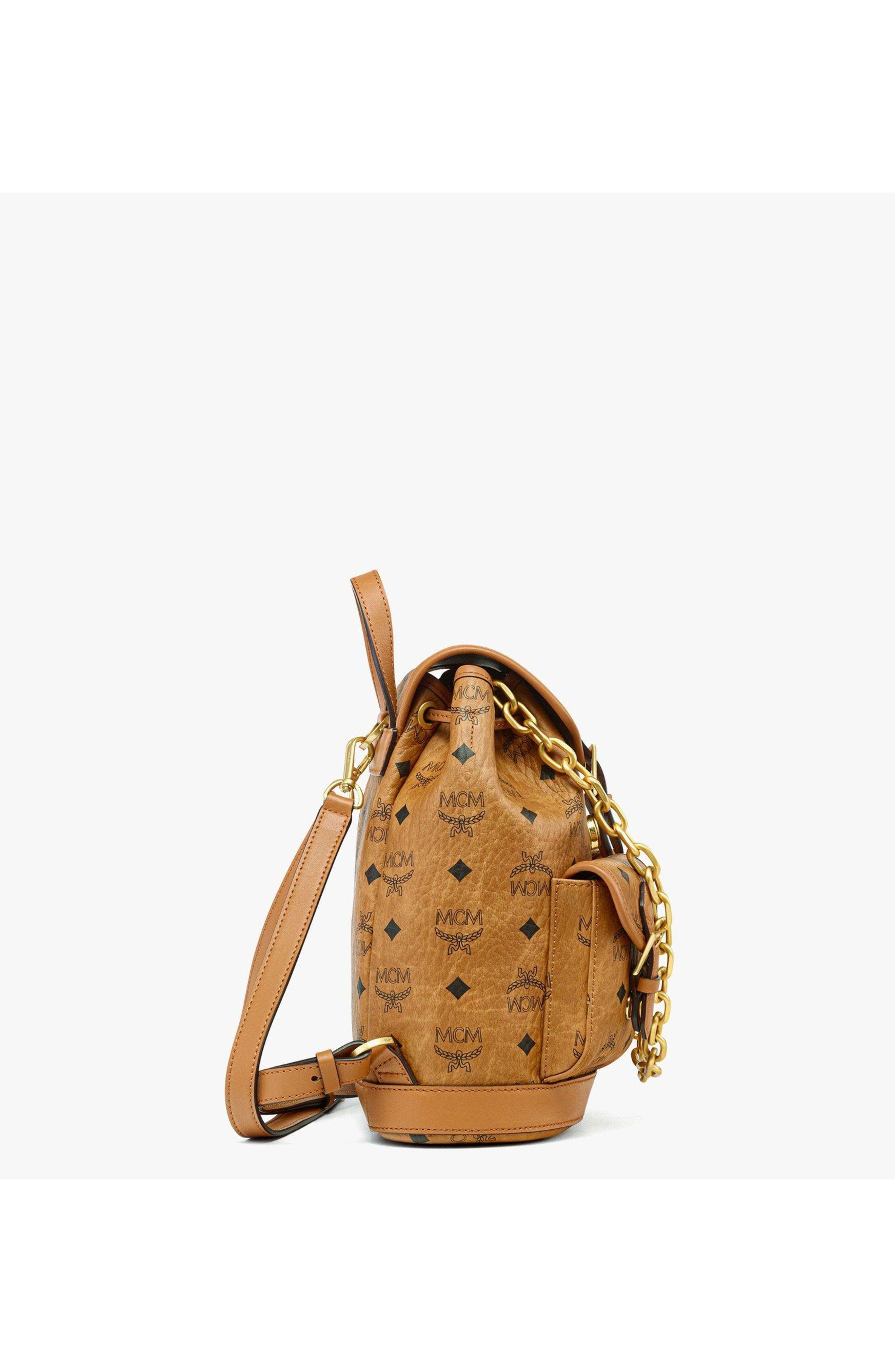 MCM Mini Aren Drawstring Backpack in Visetos, Alternate, color, 