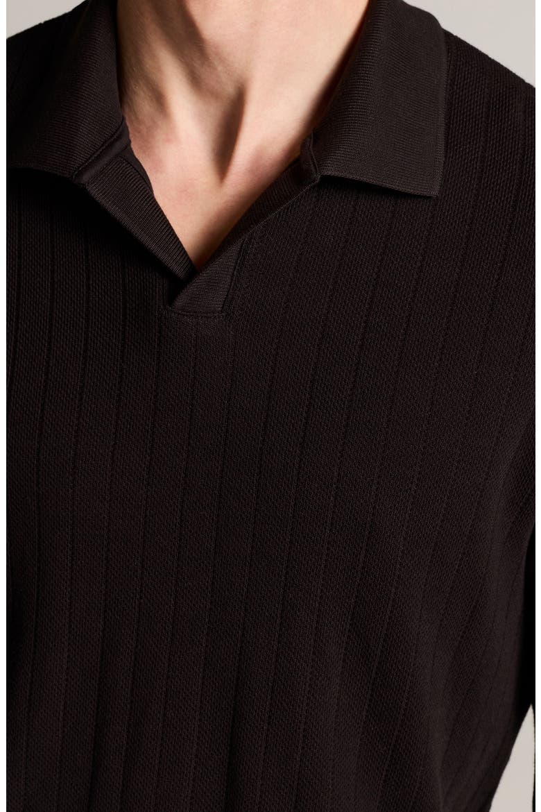 Drop Needle Long Sleeve Johnny Polo, Alternate, color, BLACK