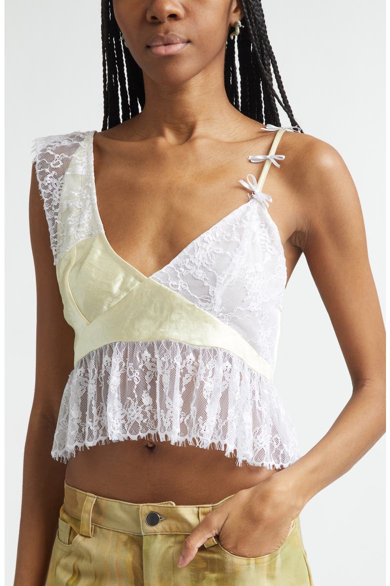 Dahlia Asymmetric Lace & Satin Crop Tank, Alternate, color, BUTTER YELLOW