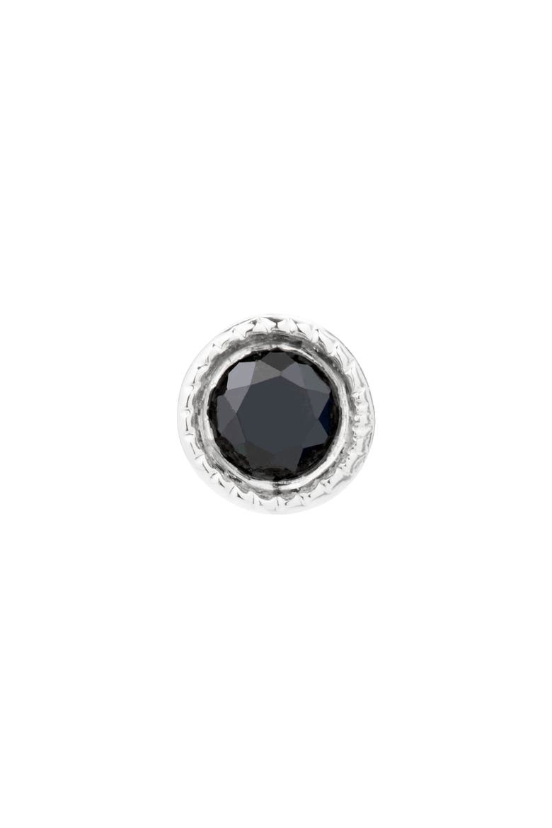 Scalloped Black Diamond Stud Earring, Alternate, color, WHITE GOLD