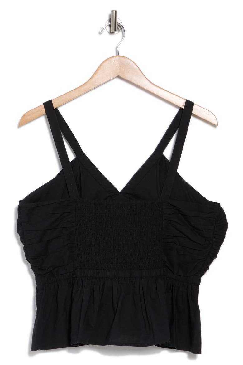 Shirred Peplum Top, Alternate, color, CAVIAR