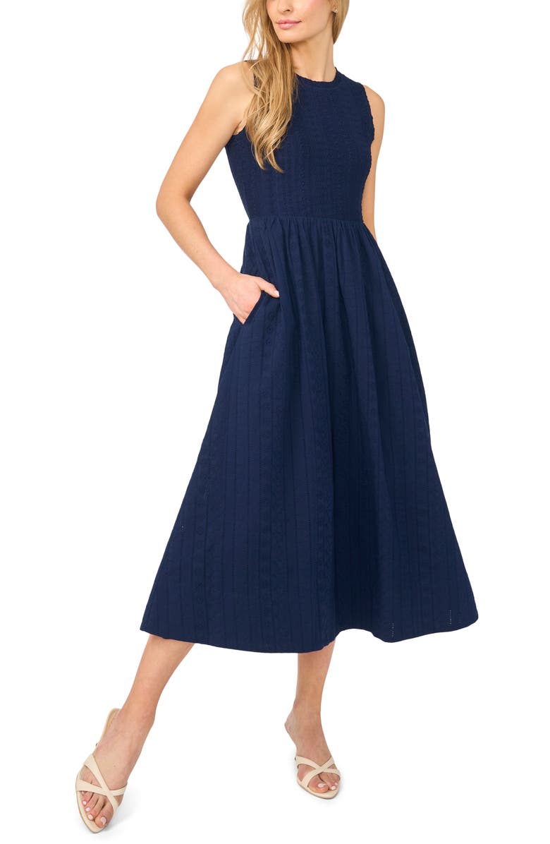 CeCe Sleeveless Midi Sweater Dress, Main, color, Classic Navy