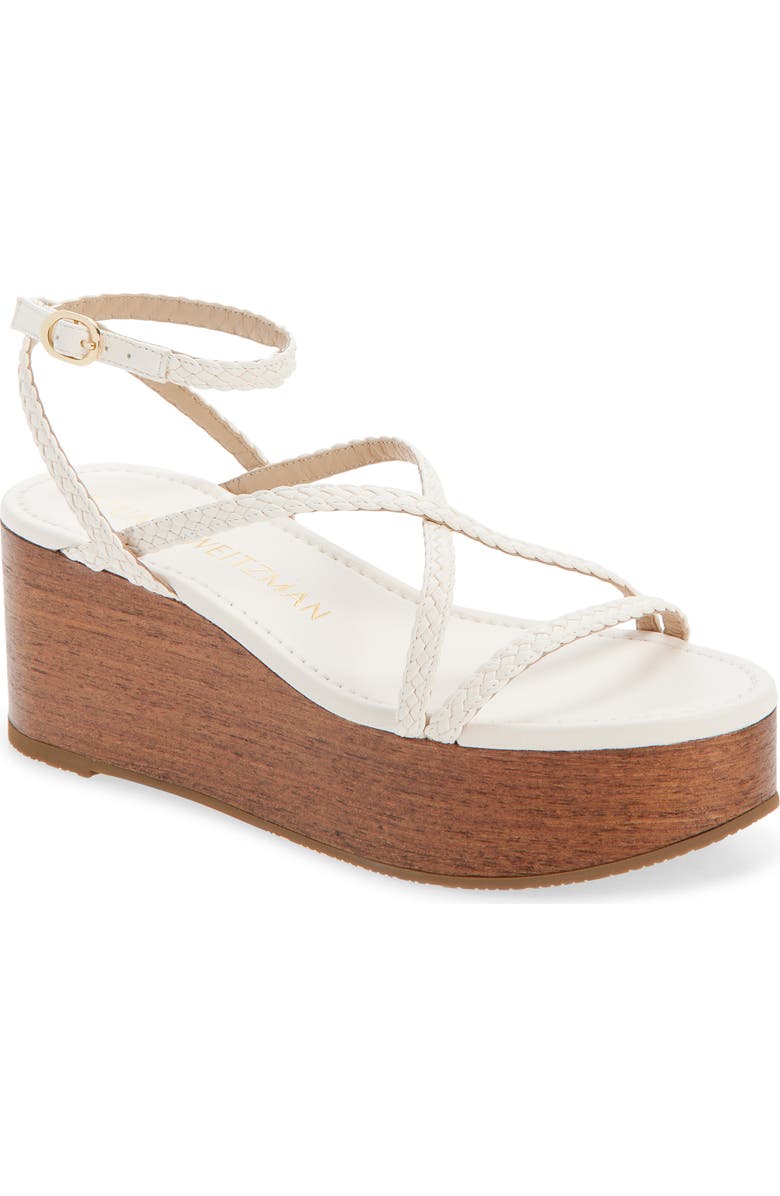 Stuart Weitzman Wovette Wedge Sandal, Main, color, Seashell/ Walnut
