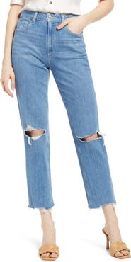 PAIGE Noella Straight Leg Raw Hem Jeans