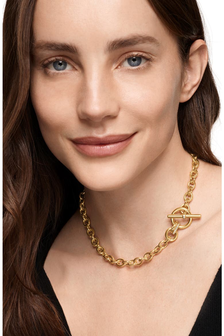DY Mercer® Toggle Chain Necklace in 18K Yellow Gold with Diamonds, 12.7mm, Alternate, color, DIAMOND