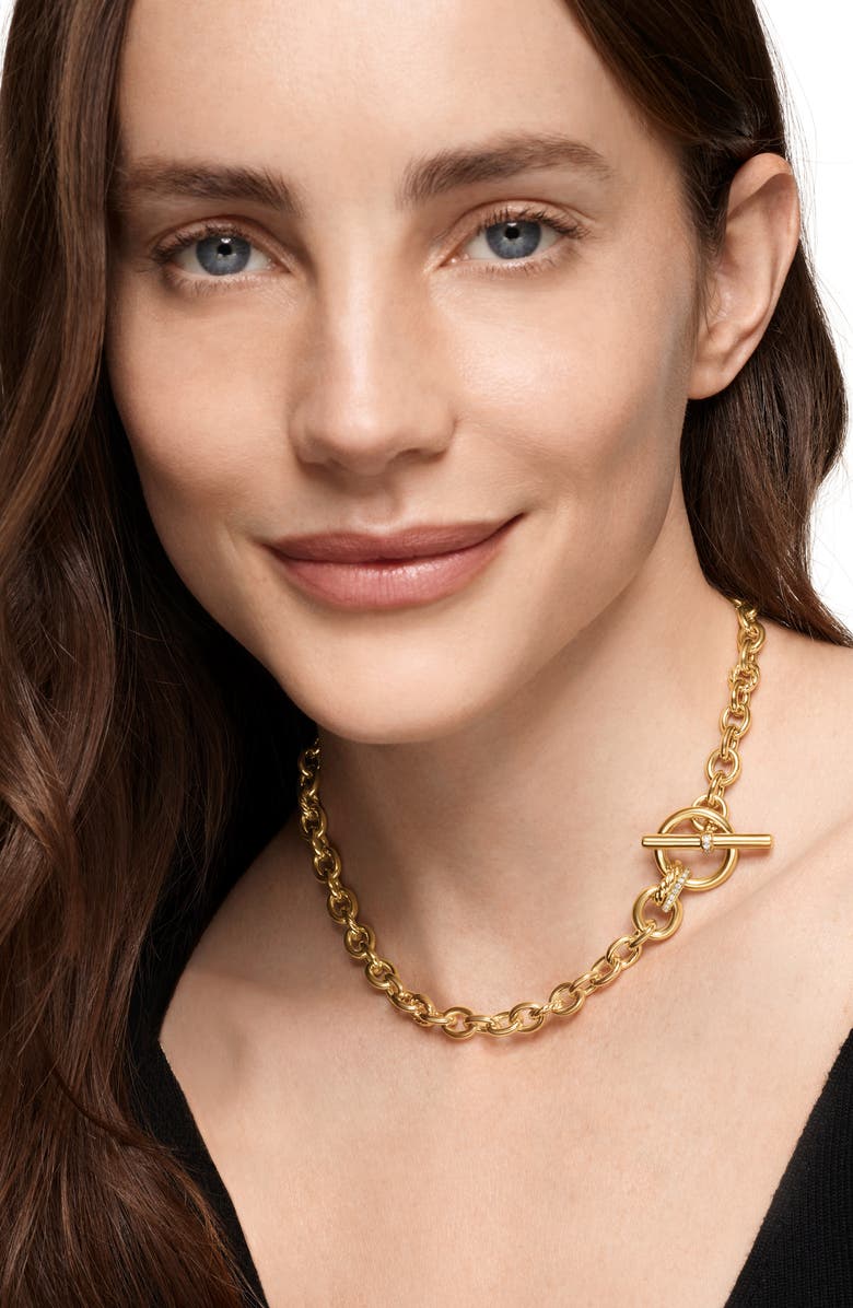 David Yurman DY Mercer<sup>®</sup> Toggle Chain Necklace in 18K Yellow Gold with Diamonds, 12.7mm, Alternate, color, Diamond