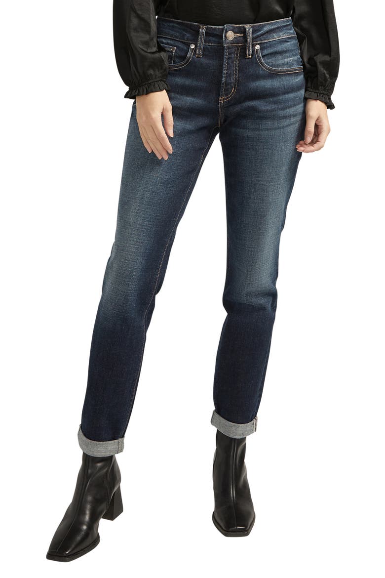 Boyfriend Cuff Slim Leg Jeans, Main, color, INDIGO