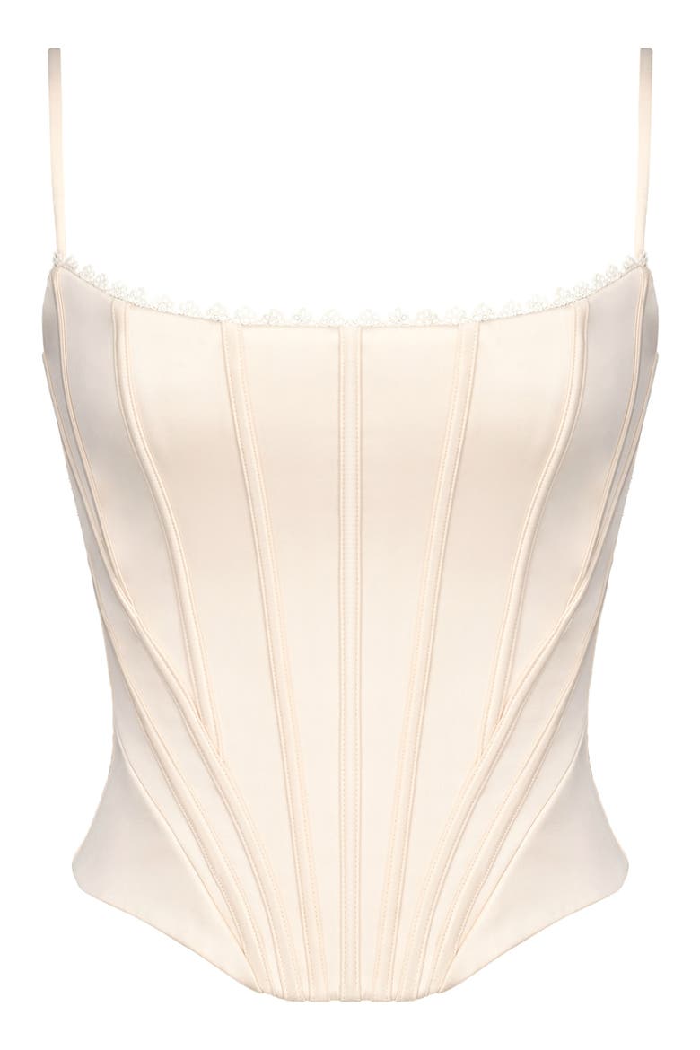 Cadie Satin Corset Top, Alternate, color, CREAM