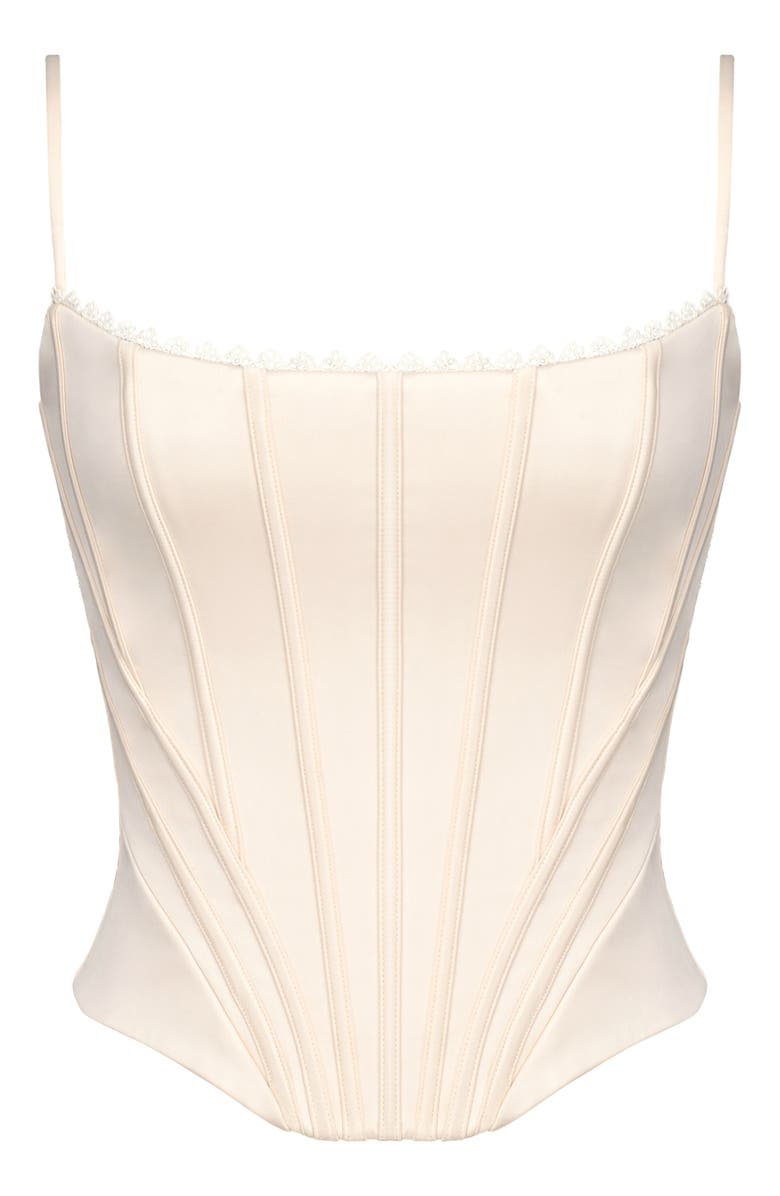HOUSE OF CB Cadie Satin Corset Top, Alternate, color, Cream