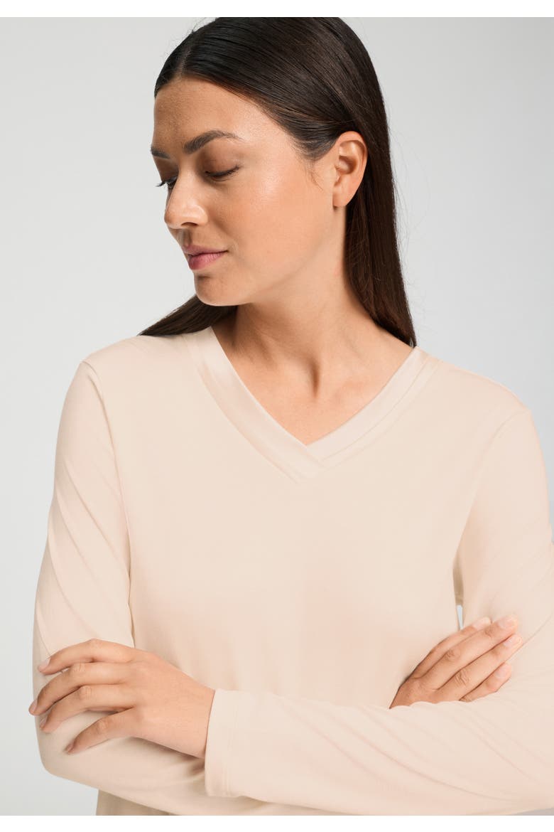 Tyra Cotton and Tencel V-Neck Pajama Set, Alternate, color, Creamy Glass