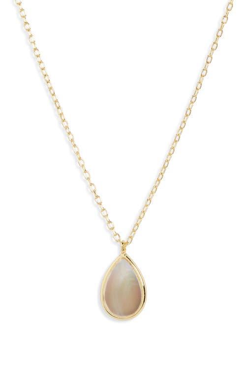 Argento Vivo Sterling Silver Mother-of-Pearl Teardrop Pendant Necklace in Gold 