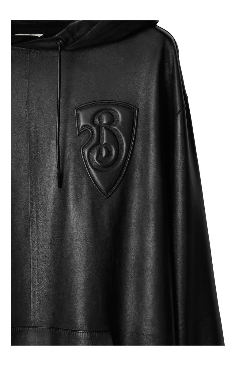 Burberry B Shield Leather Hoodie, Alternate, color, 