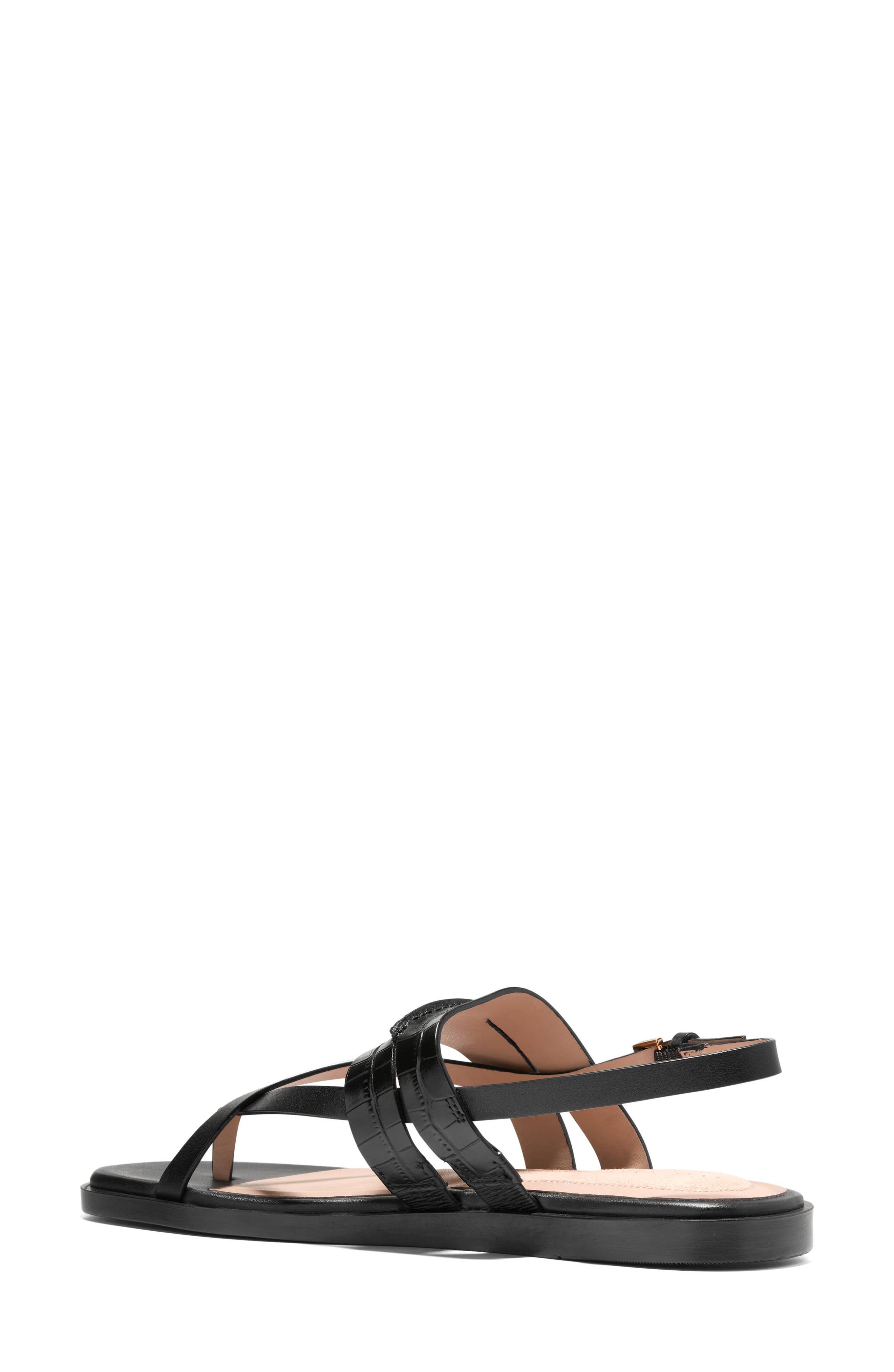 Cole Haan Estella Slingback Leather Sandal, Alternate, color, Black Croc Print Leather