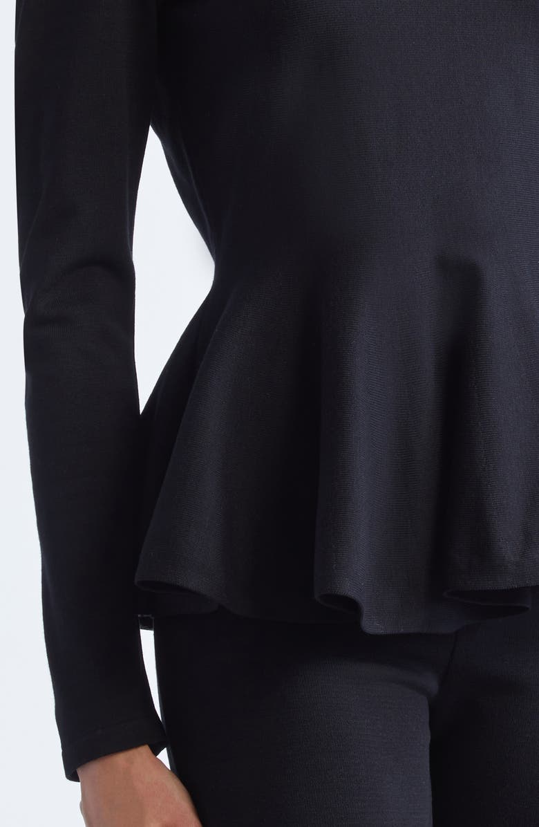 Giambattista Valli Turtleneck Knit Peplum Top, Alternate, color, Black