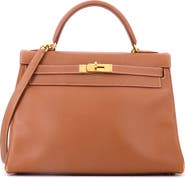 Pre-Owned Hermes Kelly Handbag Brown Courchevel with Gold Hardware 32