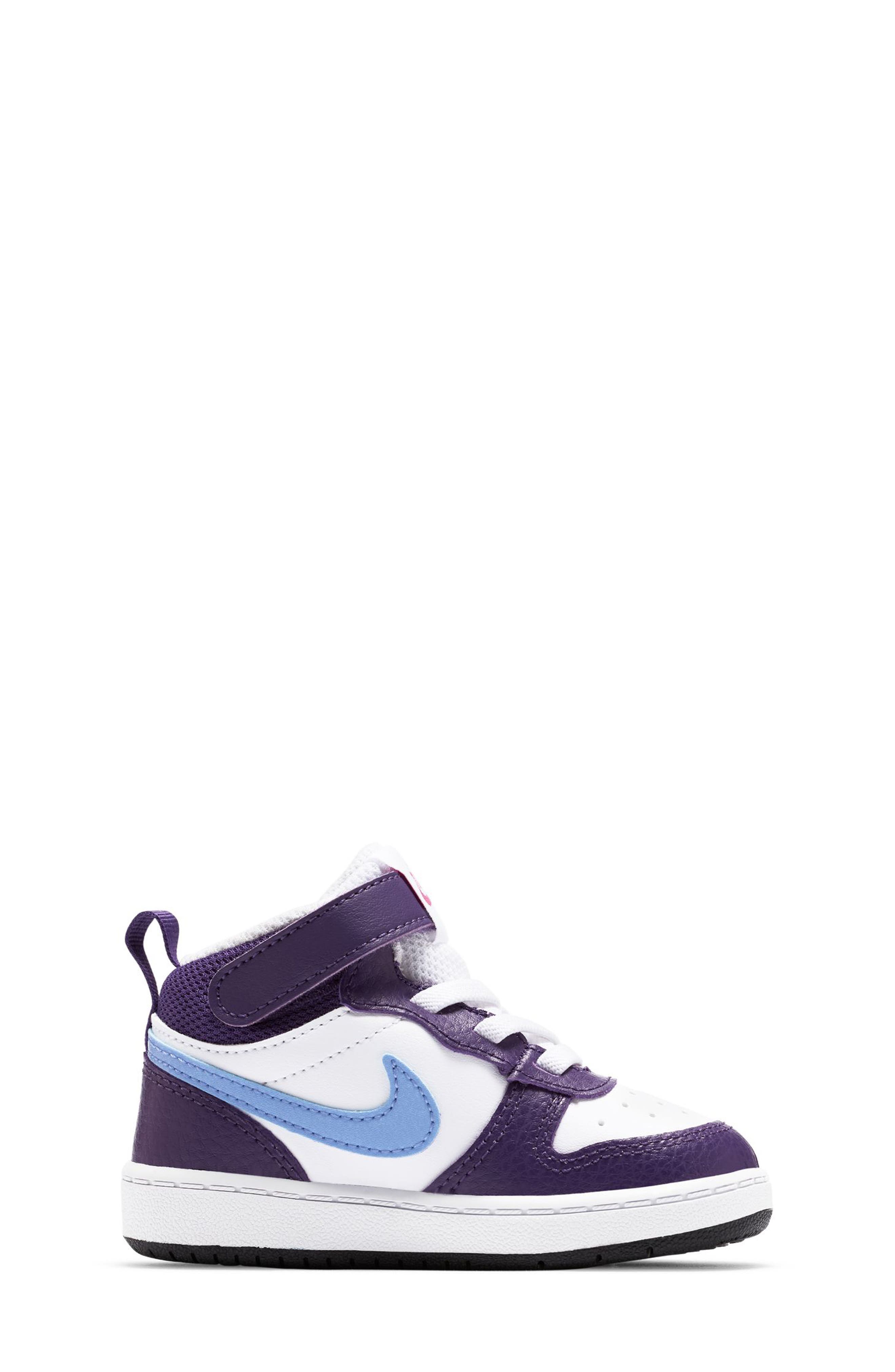 Nike Kids' Court Borough Mid 2 Sneaker, Alternate, color, White/ Royal Pulse/ Eggplant