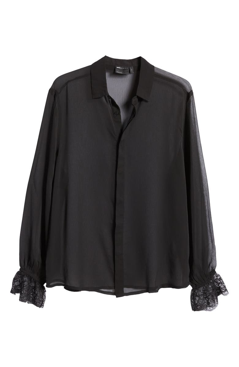 ASOS DESIGN Sheer Button-Up Shirt, Alternate, color, 