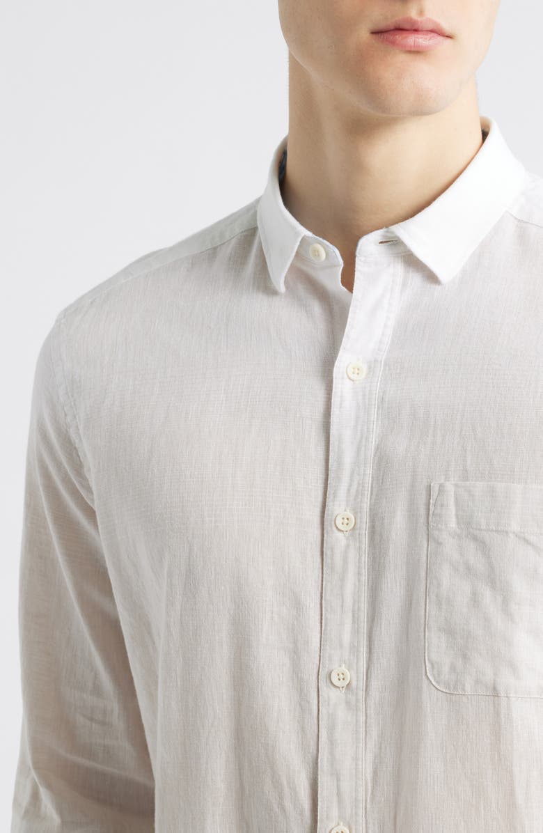 Johnston & Murphy Ombré Linen & Cotton Button-Up Shirt, Alternate, color, Tan/Blue