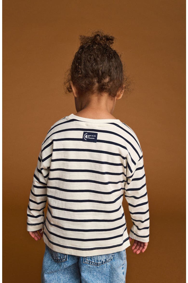 Kids' Stripe Bow Appliqué Cotton Top, Alternate, color, NEUTRAL