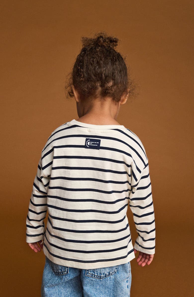 NEXT Kids' Stripe Bow Appliqué Cotton Top, Alternate, color, Neutral