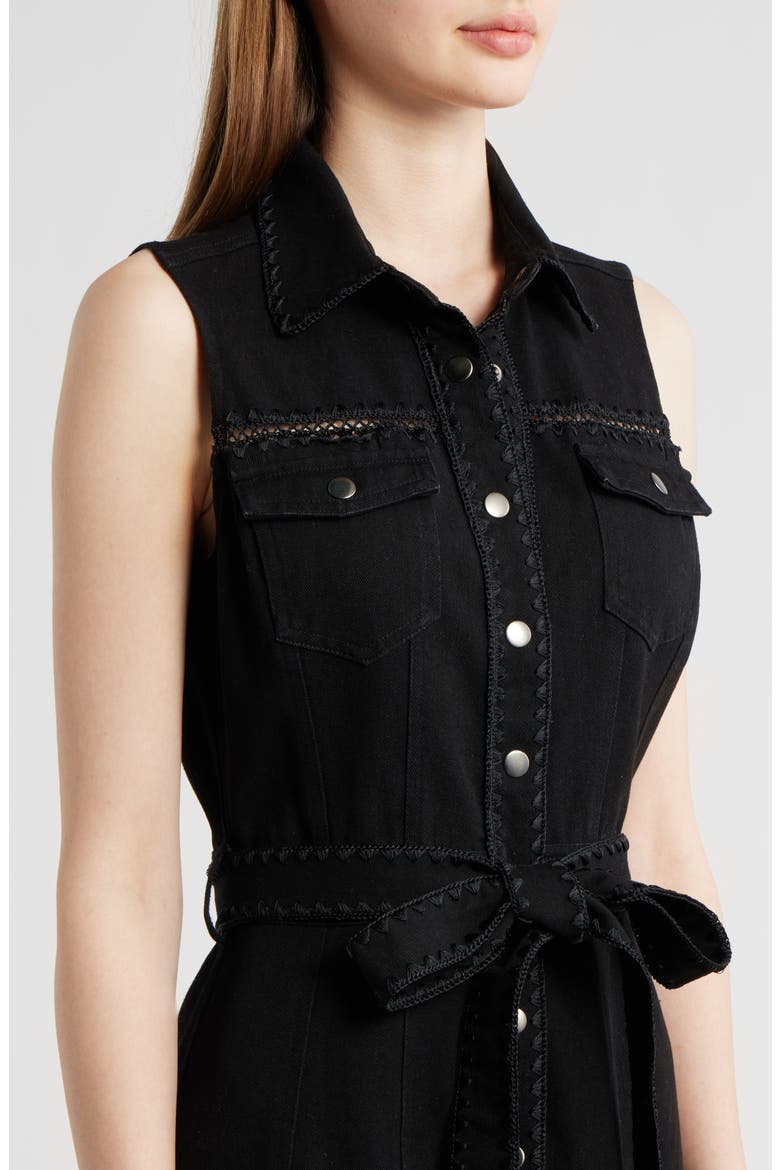 Brixton Tie Waist Midi Shirtdress, Alternate, color, BLACK