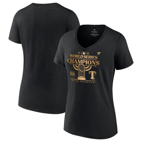 Women's Fanatics Branded Black Texas Rangers 2023 World Series Champions Plus Size Parade V-Neck T-Shirt