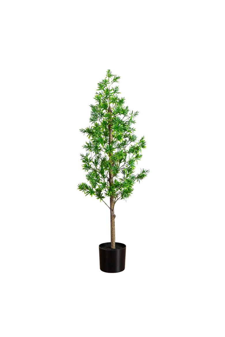 4-ft UV Artificial Podocarpus Artificial Tree, Main, color, Green