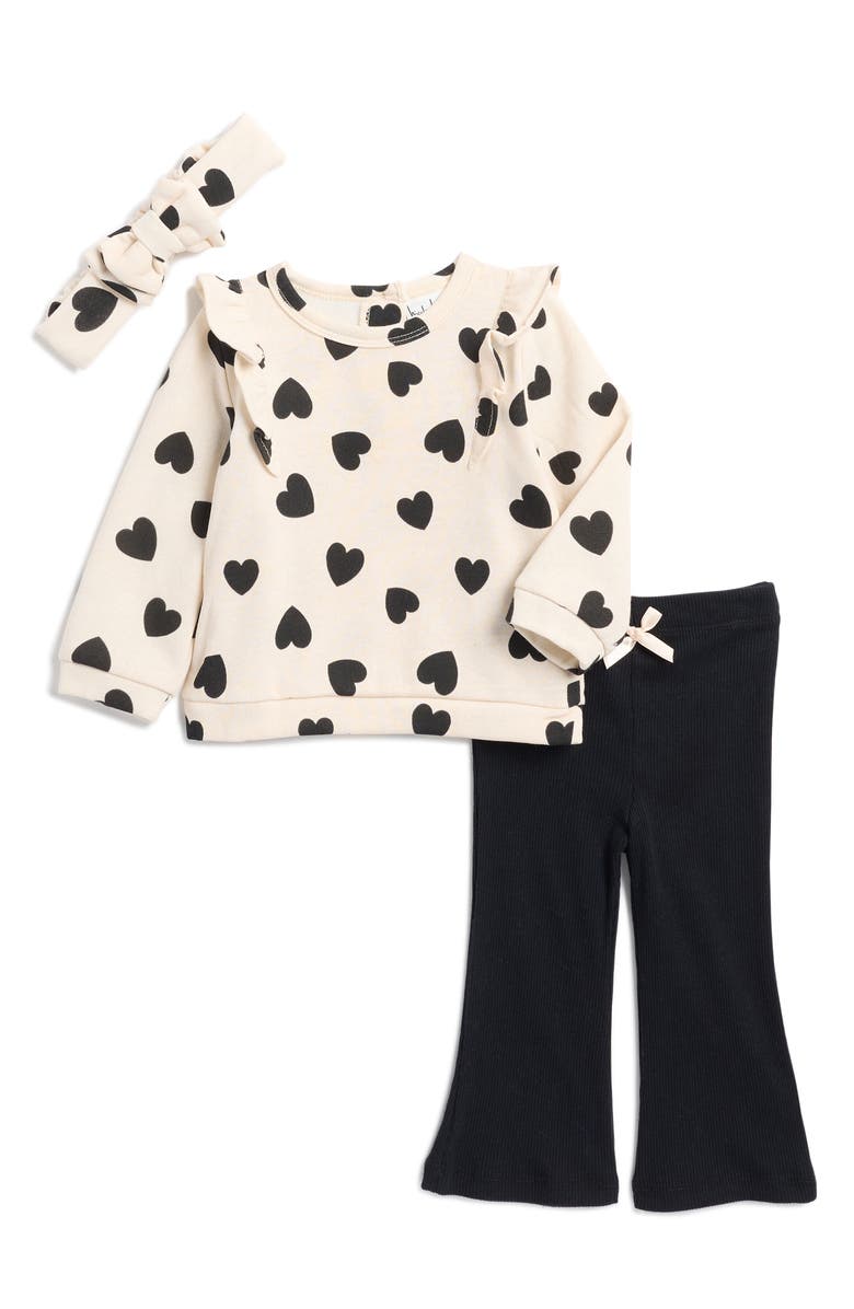 Nicole Miller Headband, Fleece Sweatshirt & Flare Pants Set, Main, color, 