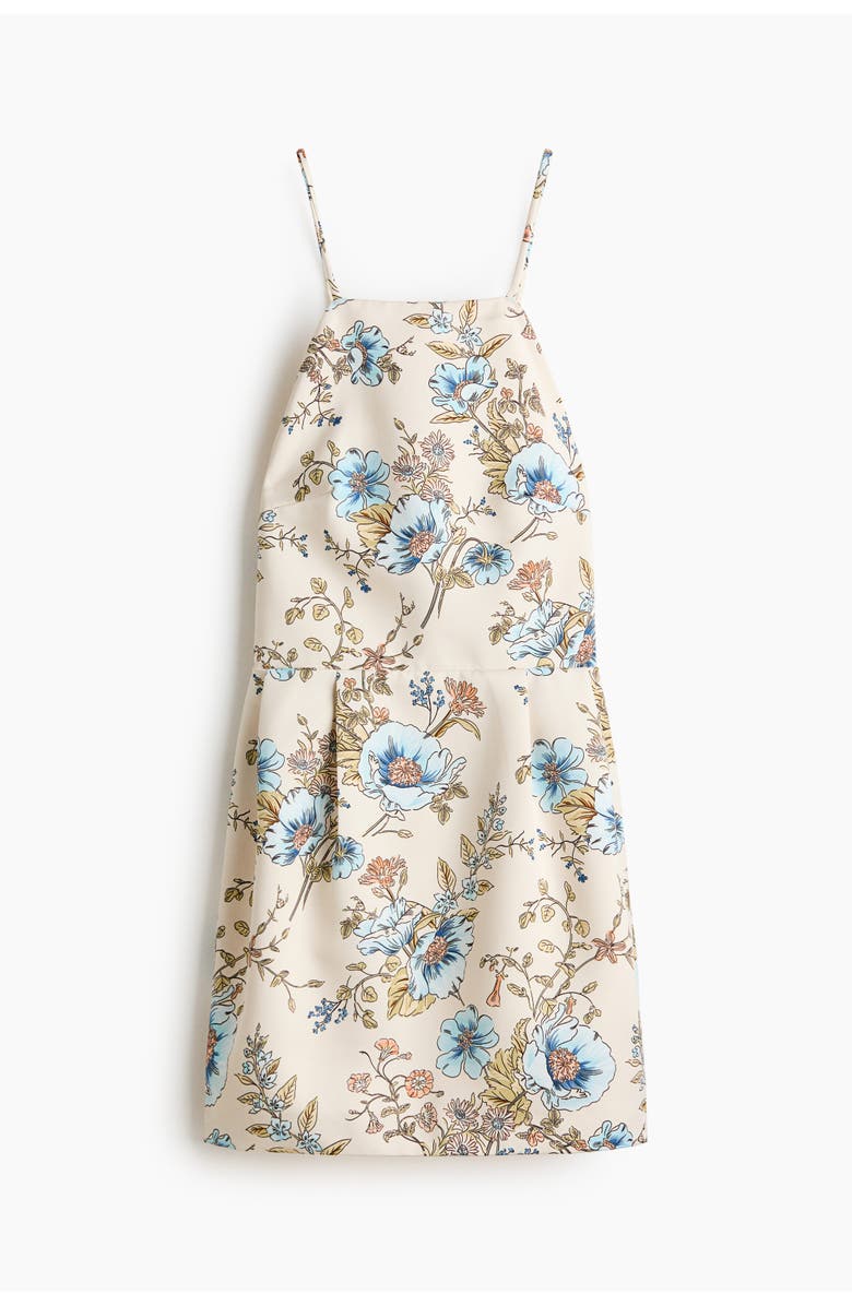 H&M Open-back Strappy Dress, Main, color, Cream/Floral