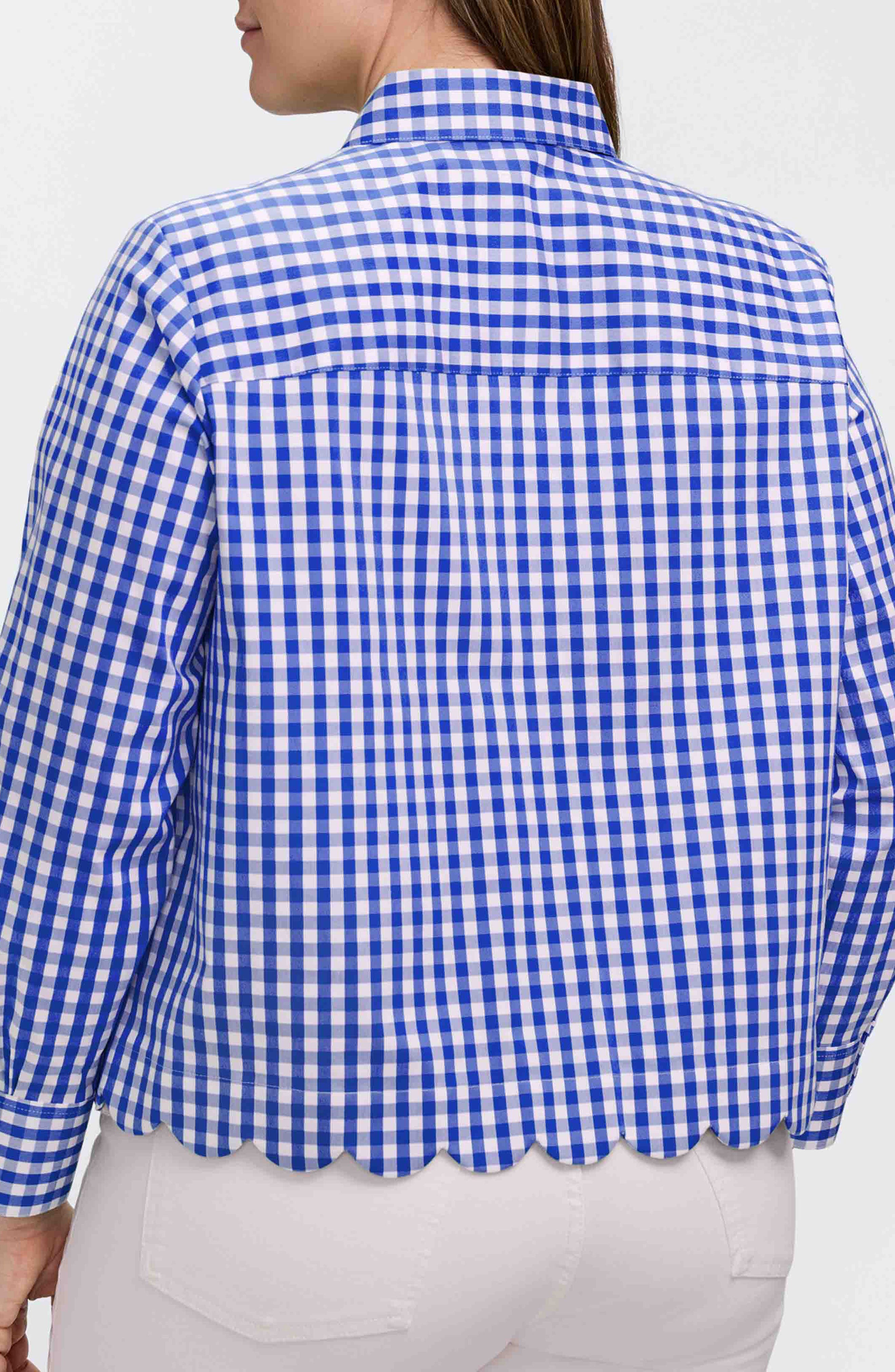 Scarlett Gingham Scallop Hem Button-Up Shirt - image 4