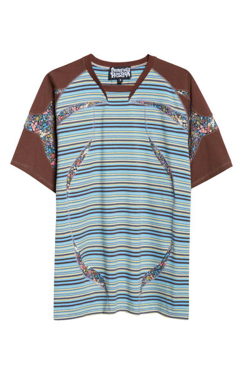 Paolina Russo Sport Jersey T-Shirt, Main, color, Blue And Brown Stripes